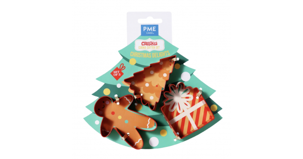 Pack 3 Cortantes Árbol, Muñeco de Jengibre y Regalo Navidad PME-1