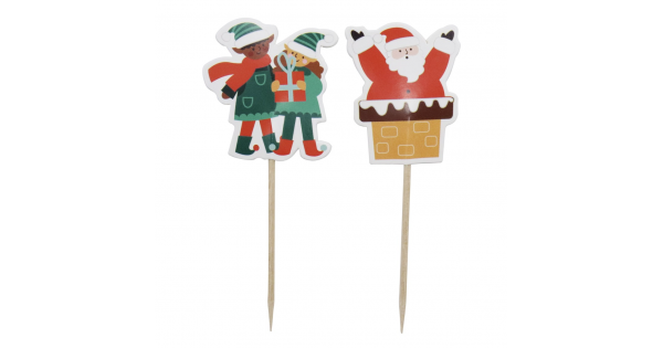 Set de Cupcakes + Toppers Santa Claus Viene a la Ciudad (48) Navidad PME-2