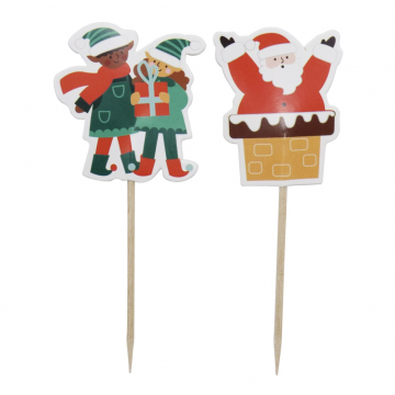 Set de Cupcakes + Toppers Santa Claus Viene a la Ciudad (48) Navidad PME-2