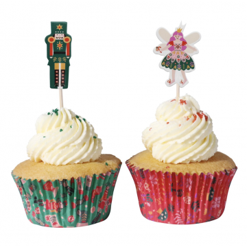 Set de Cupcakes + Toppers Hada y Cascanueces (48) Navidad PME-1