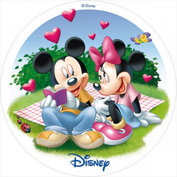 Oblea comestible Minnie y Mickey Mouse San Valentín 1
