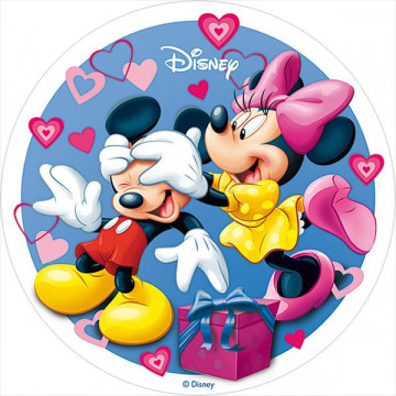 Oblea comestible Minnie y Mickey Mouse San Valentín 3