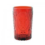 Vaso De Cristal Labrado Rojo